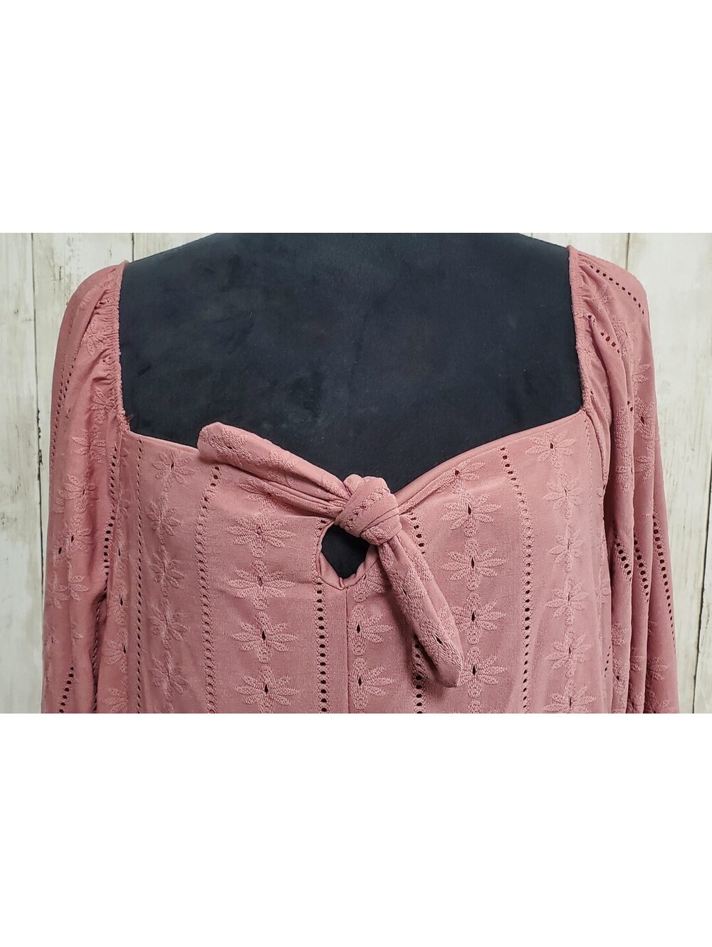 Vibe Sportswear Mauve Pink Eyelet Babydoll Midi Dress Plus Size 3X